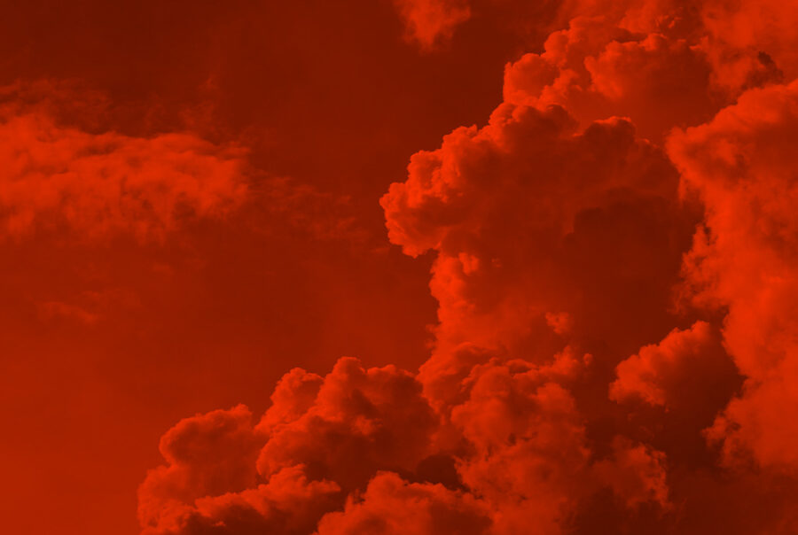 Abstract red clouds, evoking a powerful Christian business vision.
